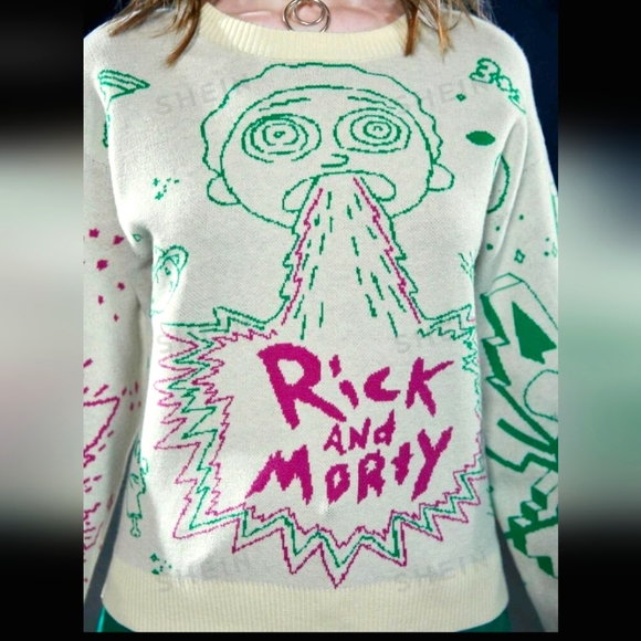 NWT Rick and Morty Sooooooper Soft Sweater - Picture 1 of 8